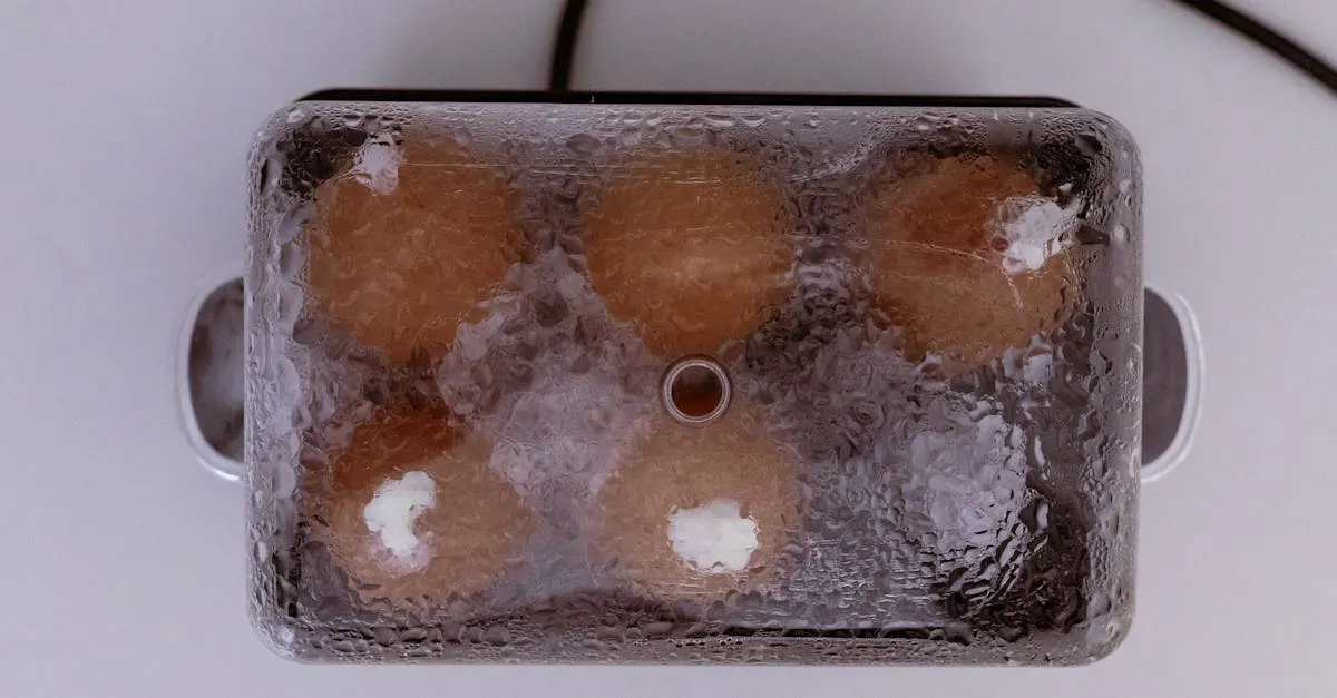 overhead shot of a slow cooker filled with colorful ingredients, ready to cook, with minimal visible prep items around it