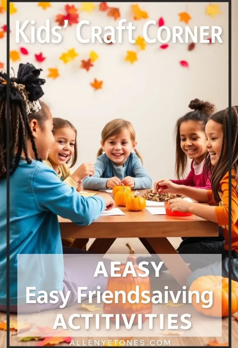 Children doing fall crafts at Friendsgiving table