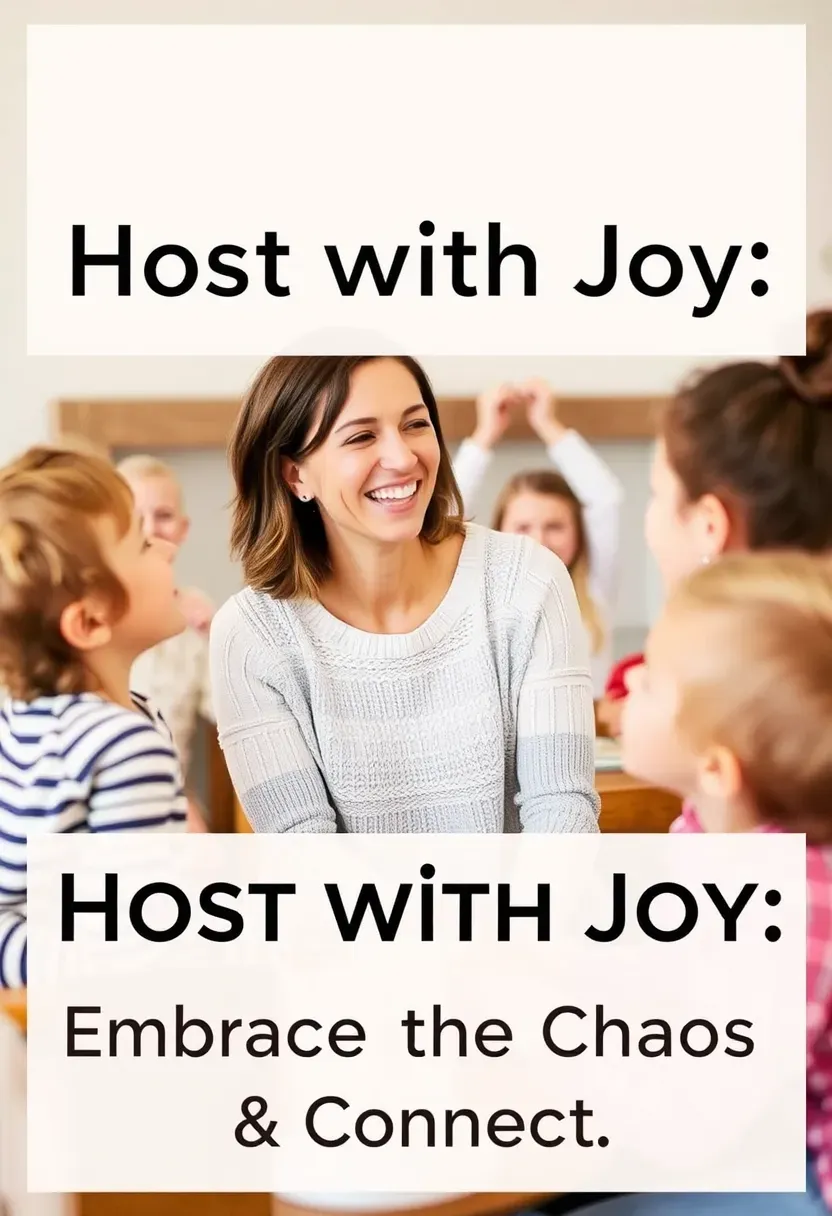 Happy mom enjoying Friendsgiving with friends and kids