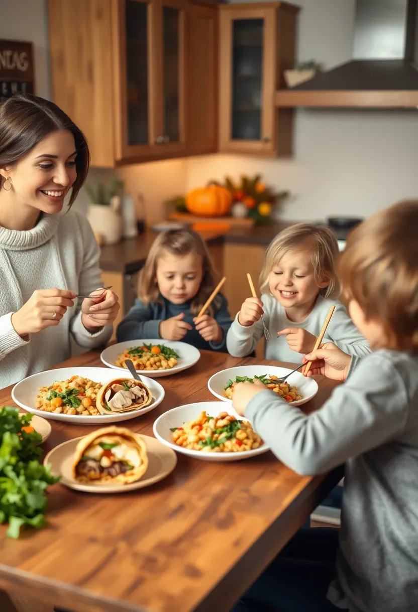 happy family enjoying easy Thanksgiving leftover meals