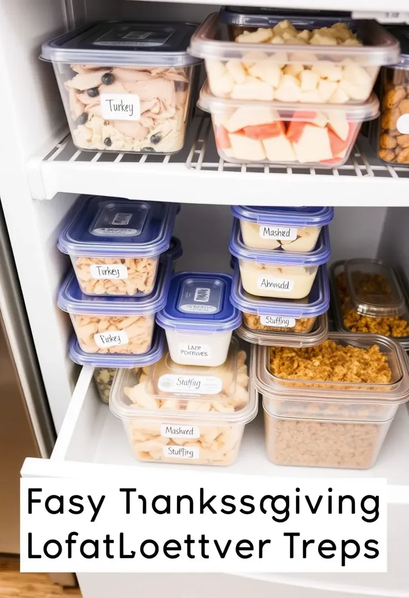 organized freezer for easy Thanksgiving leftover meal prep